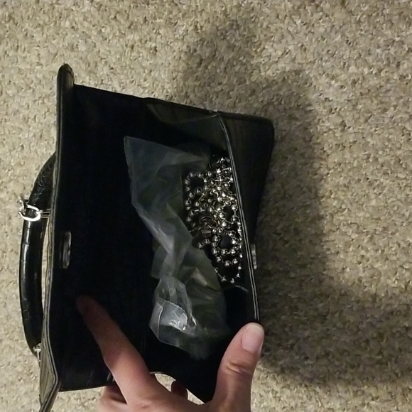 Y2K Punk Zombie Black Crocodile Print Patient Leather Sholder Bag! New! - Picture 10 of 13